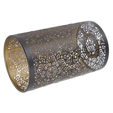 Imagem de Lâmpada de Lâmpada Circular de Escultura Oca Metal Circular Circular Padrão E27 E26 Destacável Decorativa Decorativa Table Sombra [Ferro forjado] A Lâmpada de Lâmpada de Metal