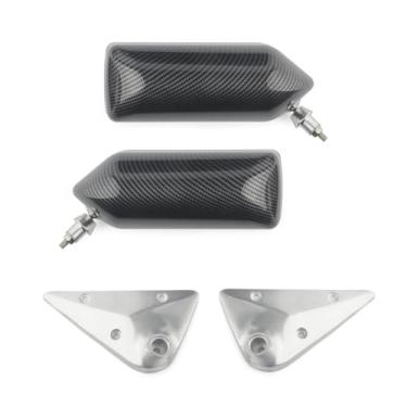 Imagem de 2psc Universal Retro Car Retrovisor Side Mirror Craft Square F1 Style W/Blue Mirror Surface Metal Bracket Espelho Retrovisor(Carbon grain)