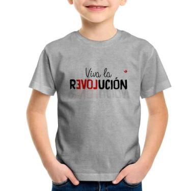 Imagem de Camiseta Infantil Viva la Revolución - Foca na Moda, Cinza, 12