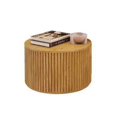 Imagem de Mesa de Centro Decorativa Lua 02 D50cm em Madeira Maciça - Mel - LINHA