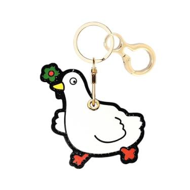 Imagem de Capa de couro para chaveiro AirTag, linda capa protetora para Apple Air Tag com chaveiro, localizador oculto, antiarranhões, rastreador GPS para chaves, bolsa, animais de estimação, mochila (patinho)