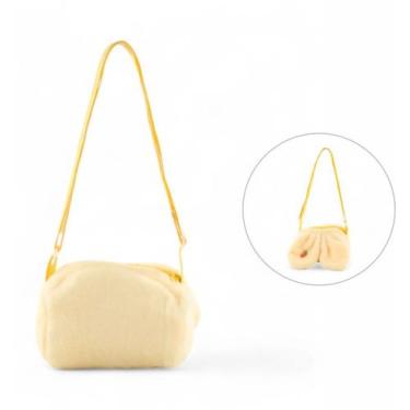 Imagem de Bolsa Pelúcia Orelha de Coelho com Alça - Amarelo - 16cm - 1 unidade -