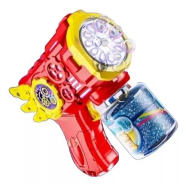 Imagem de Brinquedo Lançador De Bolhas Sabão Colorido Com Luz Divertido Vermelho