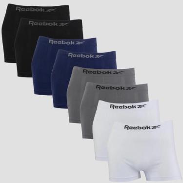 Imagem de Kit 8 Cuecas Boxer Masculina Reebok Original Lisa Premium, Preto, Mari
