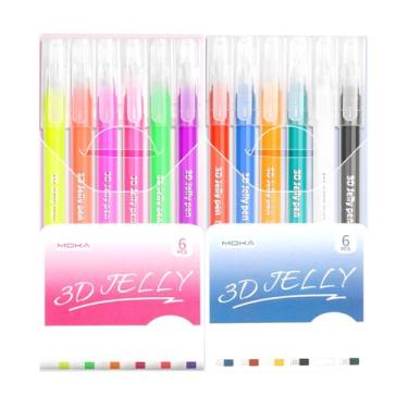 Imagem de Petunny 12 canetas gelatinosas 3D, canetas de gel rolo de gel de 12 cores, canetas de tinta de gel de cores sortidas, canetas de gel com glitter para pintura faça você mesmo, adequadas para desenho de