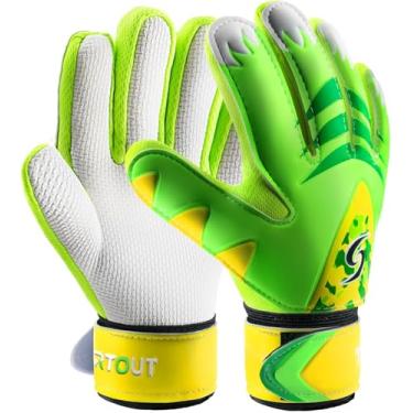 Imagem de Luvas de goleiro esportivas infantis, luvas de futebol com proteção de pulso duplo e material de látex antiderrapante resistente ao desgaste para dar proteção para evitar lesões, Green2, 7