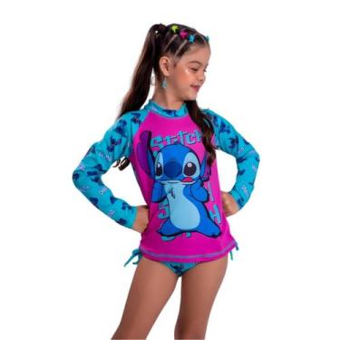 Imagem de Conjunto 2 Peças Biquíni E Blusa Proteção Uv 50 Infantil Juvenil 4 ao 