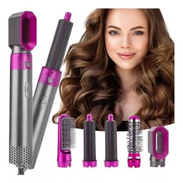 Imagem de Kit 5 em 1 Secador Modelador Escova de Cabelo Alisadora Elétrica - Esc