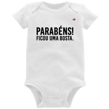 Imagem de Body Bebê Parabéns! Ficou uma bosta. - Foca na Moda, Branco, GG