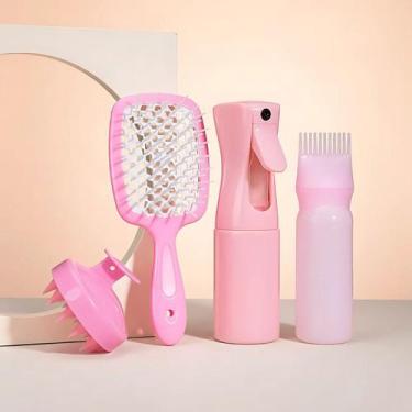 Imagem de Kit 4peças C/escova De Cabelo Desembaraçadora Frasco Spray - Alwy