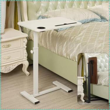 Imagem de Mesa de cama, mesa de cama portátil com rodas pneumática para cama de hospital com altura ajustável, mesa de laptop com rodinhas para escritório, casa, medicina e escola