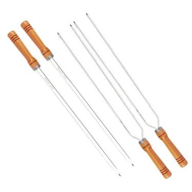 Imagem de Kit 4 Espetos Em Alumínio, 2 Simples E 2 Duplos 70cm - MOR
