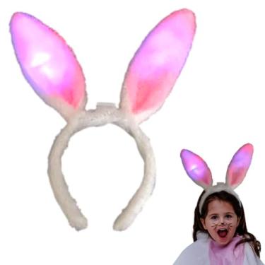 Imagem de Tiara coelinho da pascoa arco orelinha de coelho com led (Rosa)
