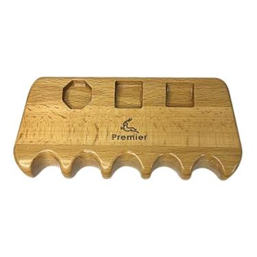 Imagem de Vaveren Suporte de palito de piscina para descanso de mesa de armazenamento leve de madeira stand stand stick garra rack para o clube salas de jogos Centro, 5 Tacos 9cmx19cm