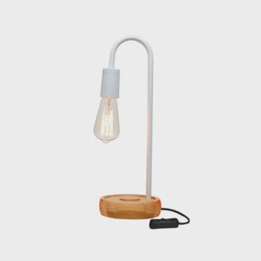 Imagem de Luminária de Mesa Taschibra Flam Metal/Madeira E27 Bivolt Branco