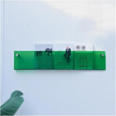 Imagem de Rack de revistas de acrílico de 60 80 100 cm, suporte de folheto montado na parede, estante, expositor de literatura para loja de biblioteca de sala de espera, verde, 100 cm/39 pol.