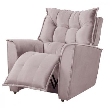 Imagem de Poltrona Da Mamãe Para Sala Reclinavel Carinho Veludo Rosê - Star Conf