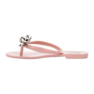 Imagem de Melissa Harmonic Eclipse Sandálias femininas modernas – chinelos elegantes com laço metálico – PVC leve, design flexível – Sandálias femininas de verão, planas e flexíveis, rosa, 34