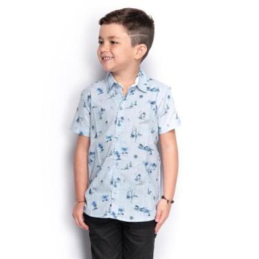 Imagem de Camisa Social Infantil Menino Manga Curta Estampada Casual - Teodoro C