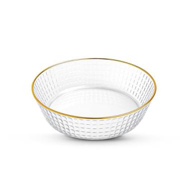 Imagem de Bandeja Multiuso Decorativa com Borda Dourada 25 cm Design Moderno maquiagem organiza��o cozinha banheiro