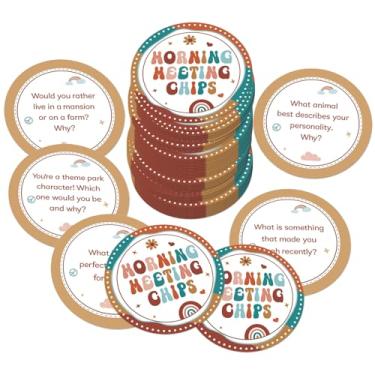 Imagem de 100 peças Boho Morning Meeting Chips Cartões de Perguntas para Estudantes Cartões de Resposta para Iniciante de Conversação para Sala de Aula Elementar Escola Especial Deve Ter