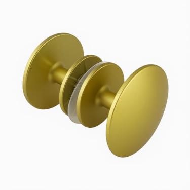 Imagem de Puxador Box Banheiro Porta de Vidro Temperado Blindex Duplo Metal Zamac Redondo Dourado Fosco 1 Furo com Parafuso