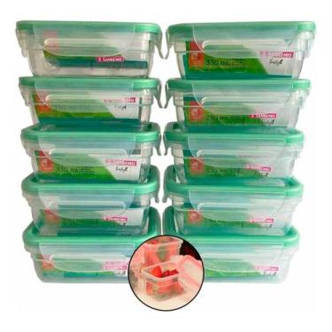 Imagem de Kit 10 Pote Multiuso Freshy Plástico Freezer Sanremo Sr1763 330ml