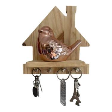Imagem de Porta Chaves Casa Com Prateleira Moderno De Madeira - Oliva Store