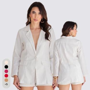 Imagem de Blazer Feminino em Alfaiataria Linho - IV STORE, Bege, G(42-44)