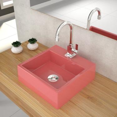 Imagem de Kit Cuba Q355 Torneira Luxo 1195 Válvula Click 1 Polegada B Compace Rosa