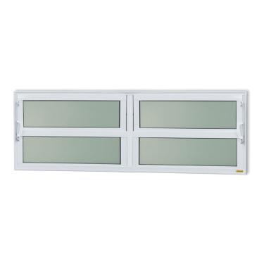 Imagem de Janela De Aluminio Basculante 2 Seções Elite Vidro Boreal 40cm X 200cm Brimak Branco