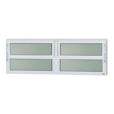 Imagem de Janela De Aluminio Basculante 2 Seções Elite Vidro Boreal 40cm X 150cm Brimak Branco