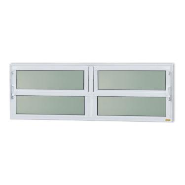 Imagem de Janela De Aluminio Basculante 2 Seções Elite Vidro Boreal 40cm X 240cm Brimak Branco