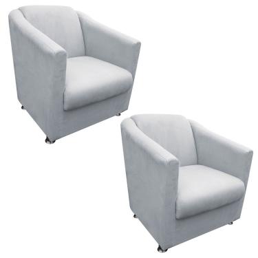 Imagem de Kit 2 Poltronas Tilla Decorativa Escritório Suede Cinza