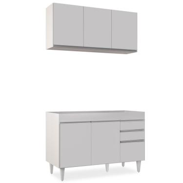 Imagem de Armário Aéreo Virgínia E Balcão Para Pia 120cm Michigan Branco - Lumil