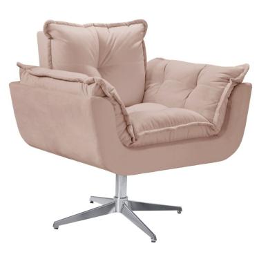 Imagem de Poltrona Opala Giratória Alumínio Suede Cappuccino