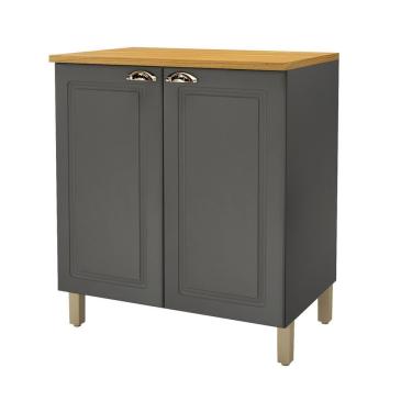 Imagem de Balcão Com Tampo 2 Portas 80Cm Paris Indekes Chumbo