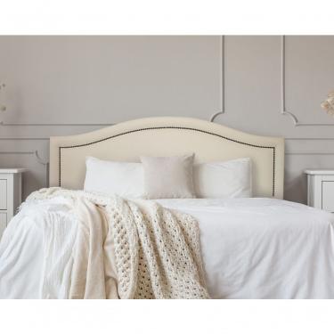 Imagem de Cabeceira Casal Curva Luxo 140x60 Courino Off White - Tachas Fumê