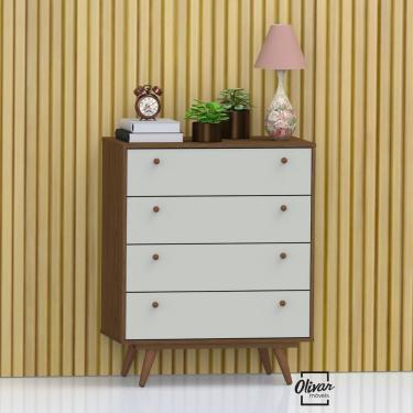 Imagem de Cômoda Retrô 35 Conhaque / Off White - Olivar Móveis - Cor: Marrom