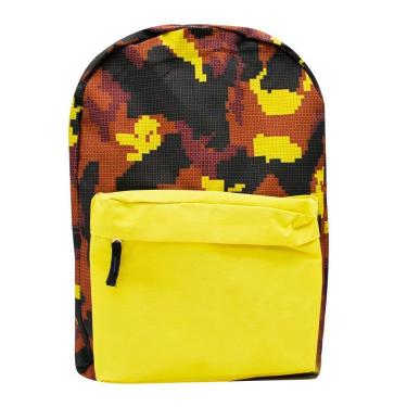 Imagem de Bolsa Mochila Escolar Estampa Geométrica Tricolor Amarela Masculina
