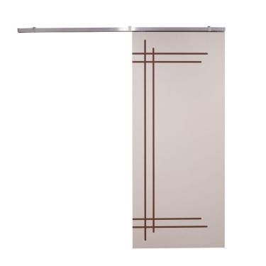 Imagem de Porta De Correr Branco Prime Frisada Kit Alumínio F05 - 210x70