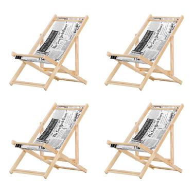 Imagem de Kit 4 Cadeira Espreguiçadeira Dobrável S-b-jornal