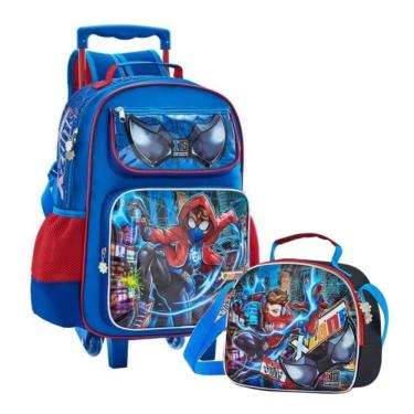 Imagem de Kit Mochila Rodinhas Lancheira Homem Aranha Multiverso Zone