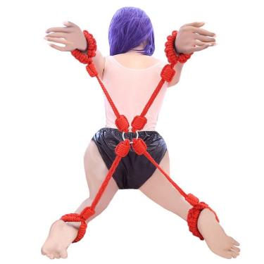 Imagem de Kit Bondage Shibari Vermelho Com Algema E Tornozeleira Coleção Fetiche Lovetoys Vermelho