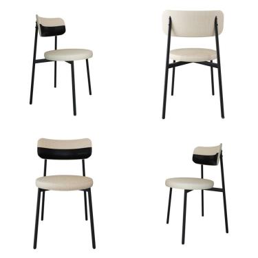 Imagem de Cadeira Kyta Fixa Com 4 Pés 50 X 44,7 X 83,8 Cm Com 4 Unidades Areia-preto-preto