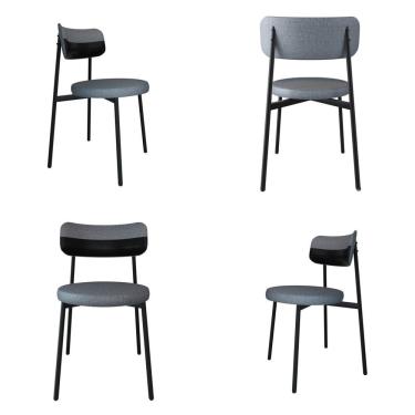 Imagem de Cadeira Kyta Fixa Com 4 Pés 50 X 44,7 X 83,8 Cm Com 4 Unidades Cinza-preto