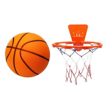 Imagem de PATIKIL Bola de basquete silenciosa, tamanho 7, sem ruído, espuma de alta densidade, para drible silencioso e treinamento interno, laranja