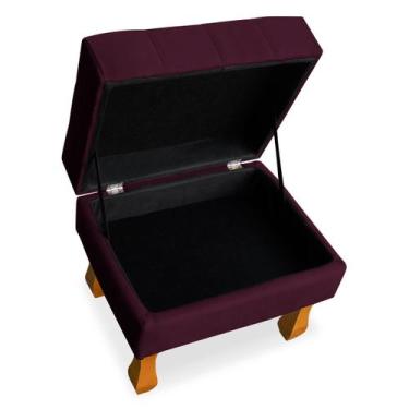 Imagem de Puff decorativo retrô baú 60cm suede - SRJ IMÓVEIS, BORDÔ