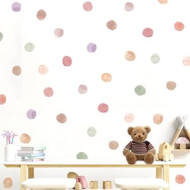 Imagem de hhdatc Decalques de parede coloridos Boho Dot Removíveis Aquarela Dot Design Planeta Colorido para Sala de Estar, Quarto e Sala de Jogos