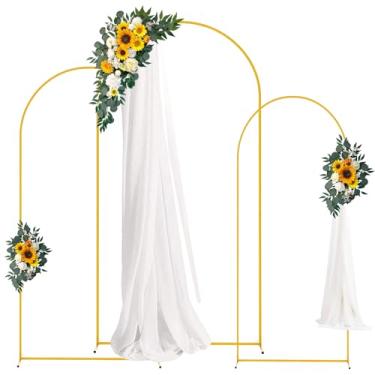 Imagem de ipalmay Suporte Para Cenário Em Arco Ipalmay, 3 Peças - Moldura De Metal Dourado Balões Flores 2,2 M/2 M/1,8 M Casamento, Festa Aniversário, Natal, Chá Bebê, Decoração Fotográfica Formatura Noiva